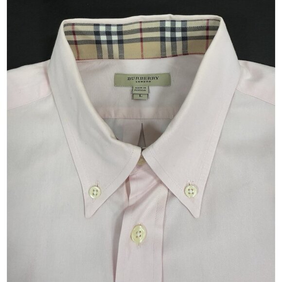 Burberry London Mens Shirt Pink EKD Nova Check Flip Cuff Size Large Button Down - Picture 3 of 14